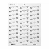 Spooky floral zwart-wit adreslabel etiket (Full Sheet)