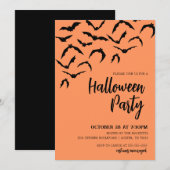 Spooky Flying Bats Halloween Feestuitnodiging Kaart (Voorkant / Achterkant)