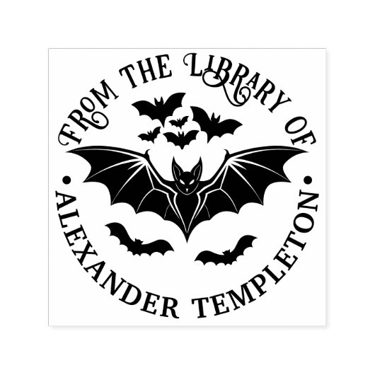 Spooky Flying Bats Library Boeknaam Zelfinktende Stempel (Design)