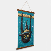 Spooky Flying Black Cat Witch Hangend Wandkleed (Gebogen)