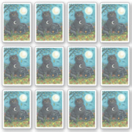 SPOOKY FOLK ART BLACK CATS ONDER GROTE VOLLEDIGE M STICKER