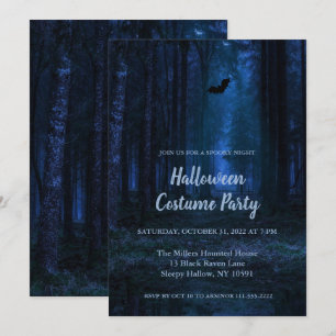 Spooky Forest op Night Halloween Party Invitation Kaart