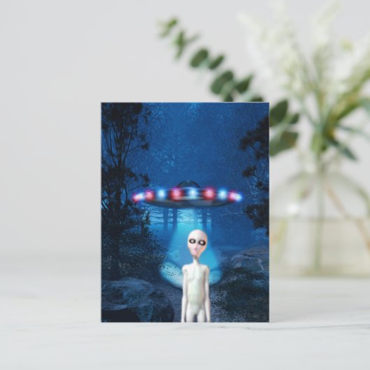 Spooky Forest UFO Close Encounter Briefkaart (Staand voorkant)