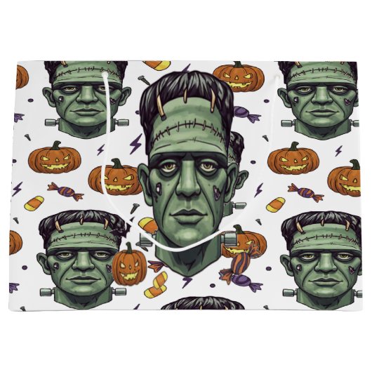 Spooky Frankenstein Monster Halloween Art Groot Cadeauzakje (Voorkant)