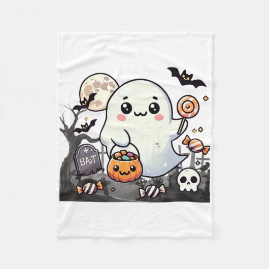 Spooky Friends Schattige Halloween Ghost Pumpkin M Fleece Deken (Voorkant)