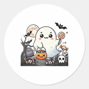 Spooky Friends Schattige Halloween Ghost Pumpkin M Ronde Sticker