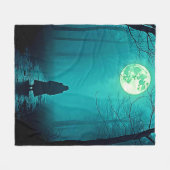 Spooky Full Moon Night Design Fleece Deken (Voorkant (Horizontaal))