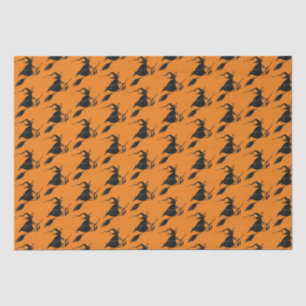 Spooky Fun Black Gothic Flying Witch Halloween Tissuepapier