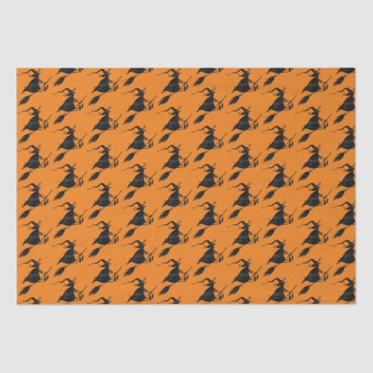 Spooky Fun Black Gothic Flying Witch Halloween Tissuepapier (Voorkant)