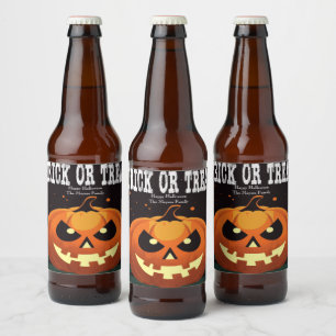 Spooky Fun Evil Pumpkin Trick or treat Bier Etiket