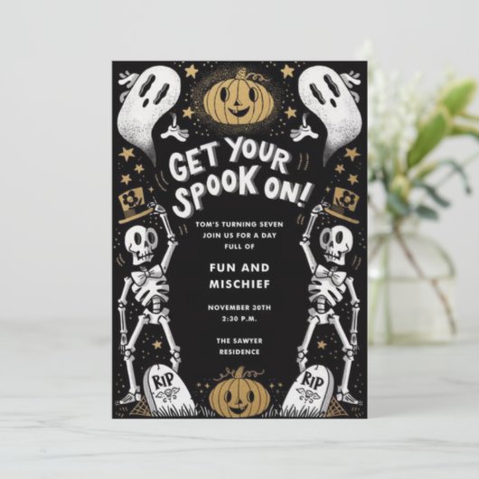 Spooky Fun Halloween Bash Invitation Kaart (Staand voorkant)