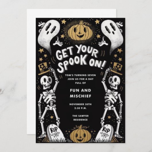 Spooky Fun Halloween Bash Invitation Kaart (Voorkant / Achterkant)