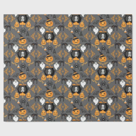Spooky Fun Halloween Pattern Cadeaupapier (Vlak)