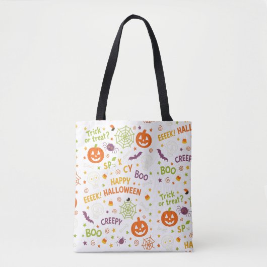 Spooky & Fun Pumpkin - Kleurrijk Halloween Patroon Draagtas (Voorkant)