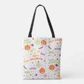 Spooky & Fun Pumpkin - Kleurrijk Halloween Patroon Draagtas (Achterkant)