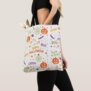 Spooky & Fun Pumpkin - Kleurrijk Halloween Patroon Draagtas