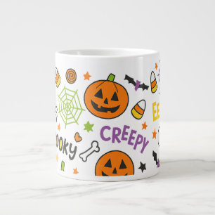 Spooky & Fun Pumpkin - Kleurrijk Halloween Patroon Extra Grote Beker