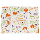 Spooky & Fun Pumpkin - Kleurrijk Halloween Patroon Groot Cadeauzakje (Voorkant)