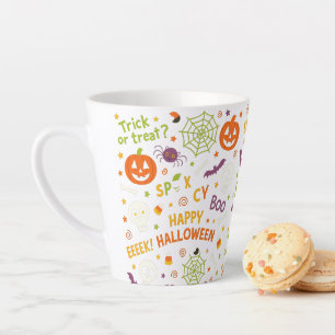Spooky & Fun Pumpkin - Kleurrijk Halloween Patroon Latte Mok