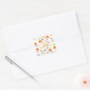 Spooky & Fun Pumpkin - Kleurrijk Halloween Patroon Vierkante Sticker