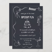 Spooky fun Skeleton Zwart Volwassen Halloween Part Kaart (Voorkant / Achterkant)