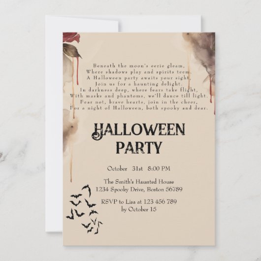 Spooky gedicht Creepy Halloween Party Kaart (Voorkant)