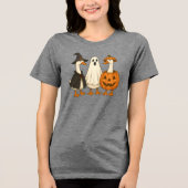 Spooky Gekke Goose Halloween Witch Tri-Blend Shirt (Voorkant)