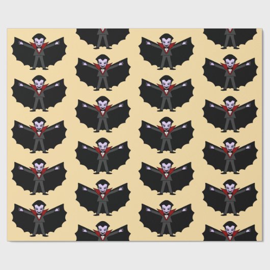 Spooky Gekke grappige Cartoon Dracula Vampire Cadeaupapier (Vlak)
