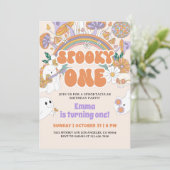 Spooky Ghost 1e Verjaardagsfeestuitnodiging Kaart (Staand voorkant)