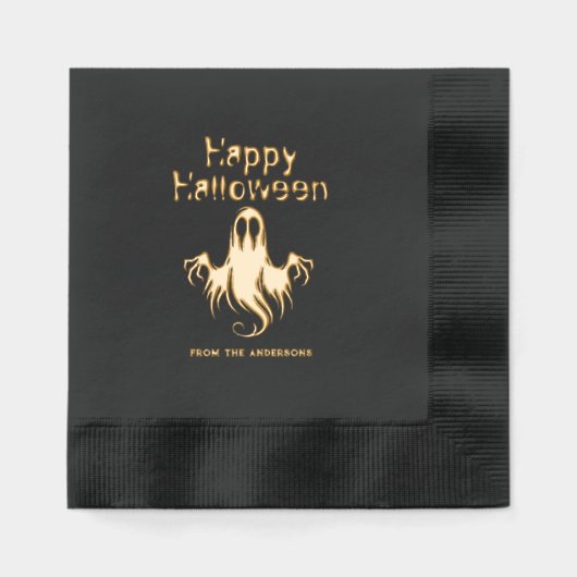Spooky Ghost Black Halloween Party Folie Servetten (Voorkant)