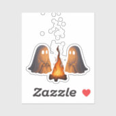 Spooky Ghost Campfire Night Forest Art - Halloween Sticker (Vel)