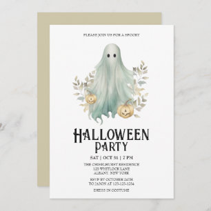 Spooky Ghost Costume Mint Halloween Party Kaart
