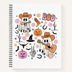 Spooky Ghost Cowboy Schattige Halloween Boo Wester Notitieboek