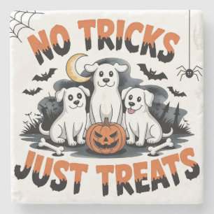 Spooky Ghost Dogs Schattige Halloween hondenontw Stenen Onderzetter