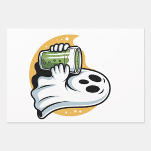 Spooky Ghost Drink Matcha Halloween Inpakpapier Vel