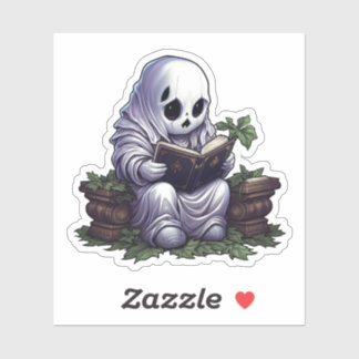 Spooky Ghost Een boek lezen Grappige boekenwurm le Sticker