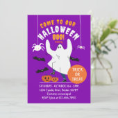 Spooky Ghost Funny Halloween Party Invitation Kaart (Staand voorkant)