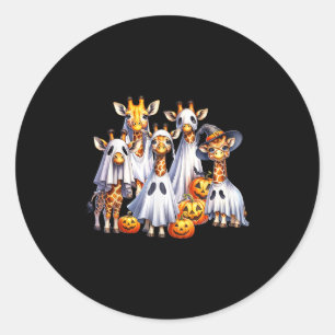 Spooky Ghost Giraffe Halloween Funny African Anima Ronde Sticker
