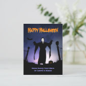 Spooky Ghost Graveyard Pumpkin Halloween Party Feestdagenkaart (Staand voorkant)