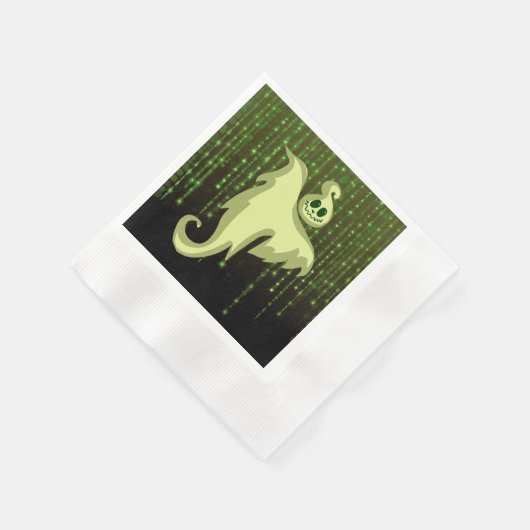 Spooky Ghost Green String Lights Luncheon Napkins Servet (Hoek)