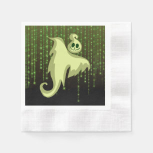 Spooky Ghost Green String Lights Luncheon Napkins Servet