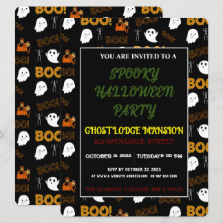 SPOOKY GHOST HAPPY HALLOWEEN PARTY UITNODIGING