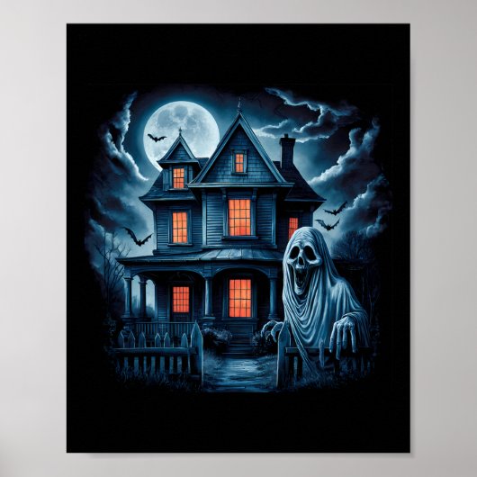 Spooky Ghost House Dark Horror Halloween kostuum Poster (Voorkant)