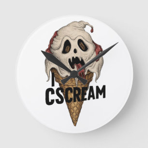Spooky Ghost Ice Cream "Ik schreeuw" Ronde Klok