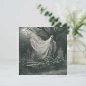 Spooky Ghost in Graveyard Horror  Gothic Kaart (Staand voorkant)
