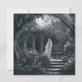 Spooky Ghost in Tuin Graveyard Gothic Kaart (Voorkant)