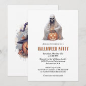 Spooky Ghost Jack-O-Lantern Halloween Party Kaart (Voorkant / Achterkant)