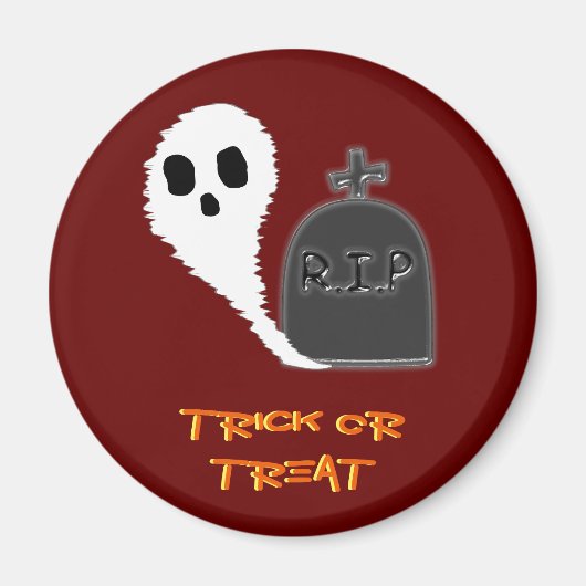Spooky Ghost met Grave Halloween Magnet Magneet (Voorkant)