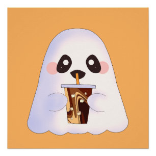 Spooky Ghost Met Iced Coffee Perfect Poster