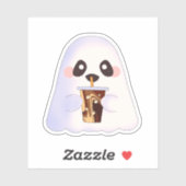 Spooky Ghost Met Iced Coffee Sticker (Vel)